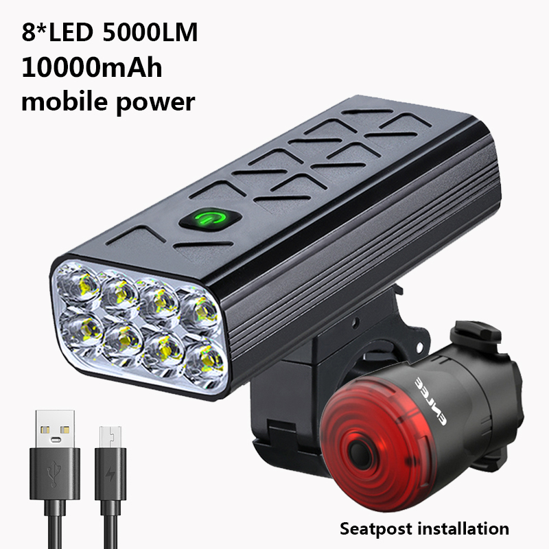 Cycling Gear Charging Station - 10000 mAh Bike Light Rainproof USB