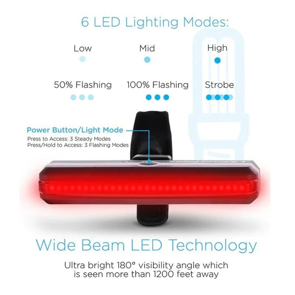 COB LED Bicycle Tail Light 6 M - Cycling Gear Charging Station 评论和价格